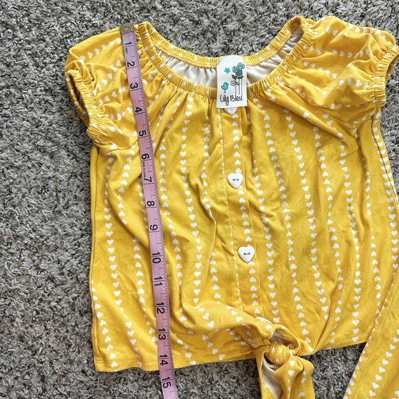 Lily Bleu Girls Sz 6 2 Piece Pants Set Yellow Heart Stretchy - Picture 11 of 14